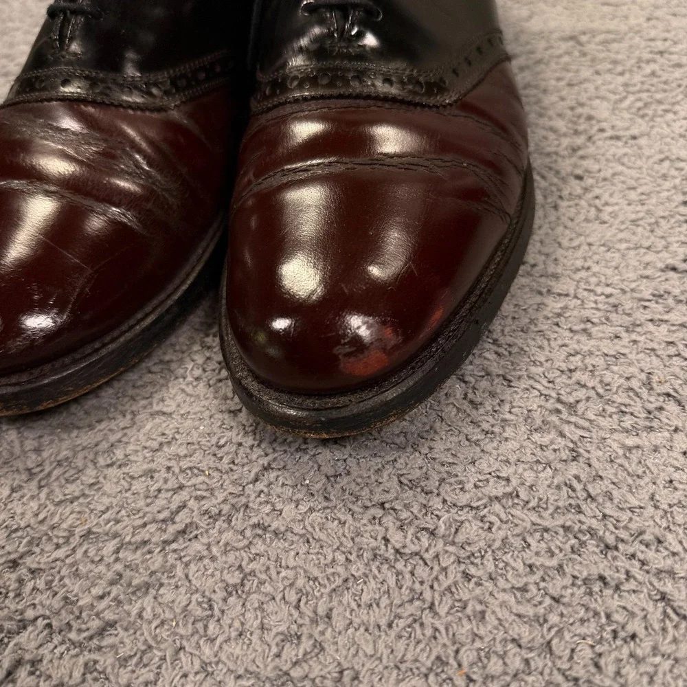 Allen Edmonds Polo Shoes Mens Size 9 Narrow Black Burgundy Spectator‎ Oxford USA